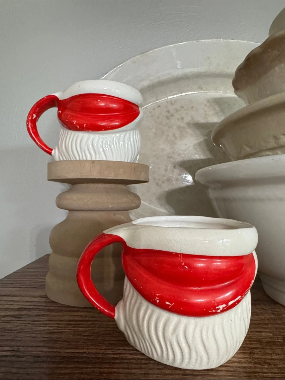 Crazed & Chippy Vintage Santa Mugs